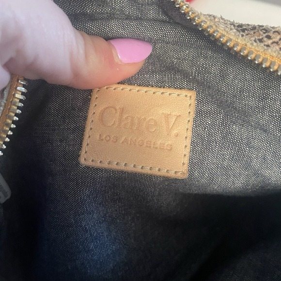 Clare V. Midi Sac Camel Snake Embossed Leather Crossbody Bag Tan Reptile EUC - Picture 5 of 14